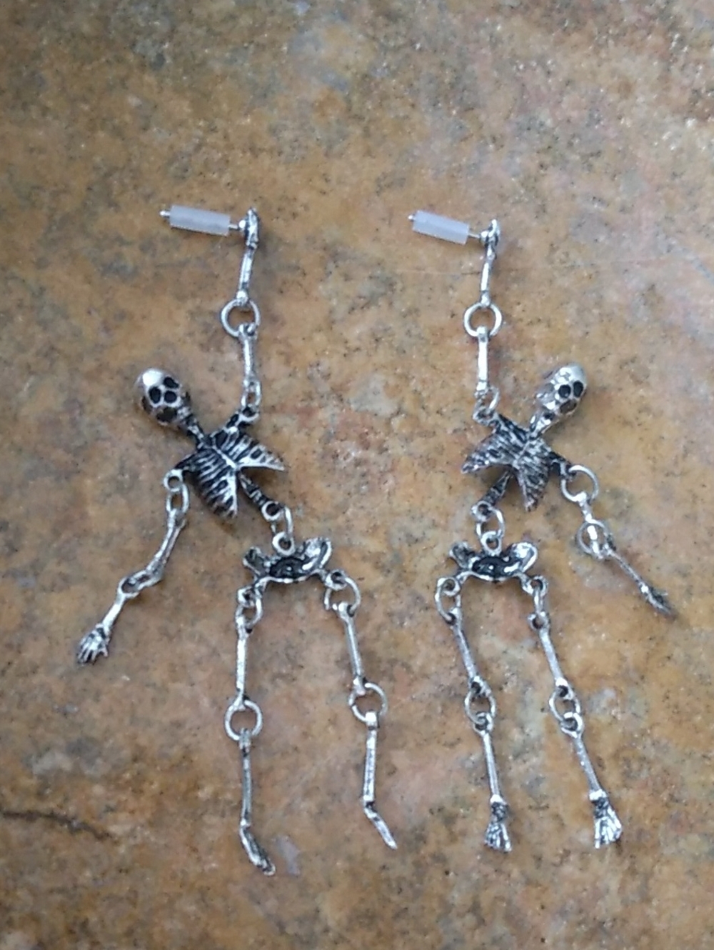 Silver Skeleton Dangle Earrings
